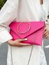 Neon Pink Flap Chain Square Bag