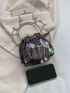 Mini Color Sequin Pearl Chain Bucket Bag Handbag Diagonal Shoulder Bag