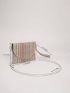 Colorblock Flap Chain Straw Bag