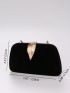 Mini Leaf Decor Chain Velvet Box Bag