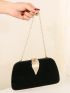 Mini Leaf Decor Chain Velvet Box Bag
