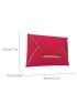 Neon Pink Envelope Bag Contrast Binding Metal Decor