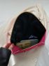 Neon Pink Envelope Bag Contrast Binding Metal Decor