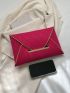 Neon Pink Envelope Bag Contrast Binding Metal Decor