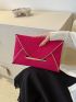 Neon Pink Envelope Bag Contrast Binding Metal Decor