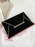 Contrast Binding Metal Decor Envelope Bag