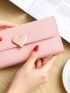 Metal Heart Decor Long Wallet