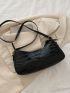 Crocodile Embossed Buckle Decor Baguette Bag