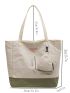 Two Tone Letter Graphic Shopper Bag With Purse
