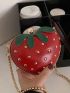 Mini Studded Decor Strawberry Design Novelty Bag