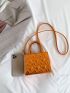 Mini Metallic Heart Quilted Detail Square Bag