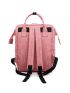 Letter Patch Classic Backpack Pink Pocket Front Fashion Backpack