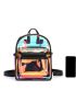 Holographic Pocket Front Backpack With Random Inner Pouch, Clear Bag