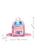 Mini Holographic Pocket Front Classic Backpack With Random Inner Pouch, Clear Bag