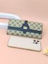 Colorblock Geometric Pattern Long Wallet