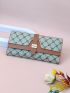 Colorblock Geometric Pattern Long Wallet