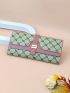 Colorblock Geometric Pattern Long Wallet