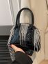 Mini Metallic Crocodile Embossed Rhinestone Decor Dome Bag