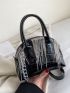 Mini Metallic Crocodile Embossed Rhinestone Decor Dome Bag