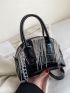 Mini Metallic Crocodile Embossed Rhinestone Decor Dome Bag