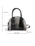 Mini Metallic Crocodile Embossed Rhinestone Decor Dome Bag