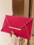 Neon Pink Snakeskin Embossed Metal Decor Envelope Bag