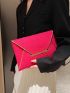 Neon Pink Snakeskin Embossed Metal Decor Envelope Bag