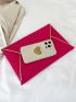 Neon Pink Snakeskin Embossed Metal Decor Envelope Bag