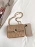Stitch Detail Chain Flap Square Bag