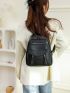 Litchi Embossed Zip Front Classic Backpack
