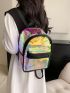 Holographic Zip Front Classic Backpack, Clear Bag