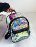 Holographic Zip Front Classic Backpack, Clear Bag