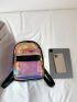 Holographic Zip Front Classic Backpack, Clear Bag
