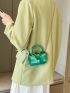 Mini Neon Green Satchel Chain Decor Flap Square Bag