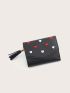 Tassel Decor Heart Embroidered Small Wallet