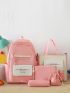 Colorblock Letter Print Backpack