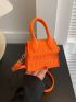 Mini Neon-yellow Crocodile Embossed Flap Square Bag