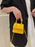 Mini Neon-yellow Crocodile Embossed Flap Square Bag