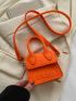 Mini Neon-yellow Crocodile Embossed Flap Square Bag