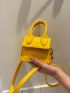 Mini Neon-yellow Crocodile Embossed Flap Square Bag