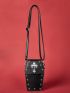 Mini Geometric Pattern Novelty Bag Black Adjustable Strap Crossbody Bag