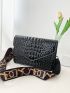 Crocodile Embossed Flap Square Bag