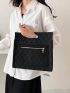 Zip Front Stitch Detail Square Bag