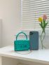 Mini Neon Green Satchel Crocodile Embossed Flap Square Bag
