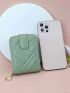 Stitch Detail Card Holder Snap Button Zipper PU Multi-Card Card Organizer for Storage Credit Cards