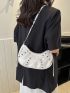 Crocodile Embossed Studded Decor Hobo Bag