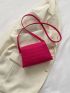 Neon Pink Crocodile Embossed Twist Lock Flap Square Bag