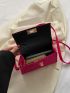 Neon Pink Crocodile Embossed Twist Lock Flap Square Bag