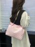 Letter Patch Decor Chain Shoulder Tote Bag