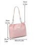 Letter Patch Decor Chain Shoulder Tote Bag